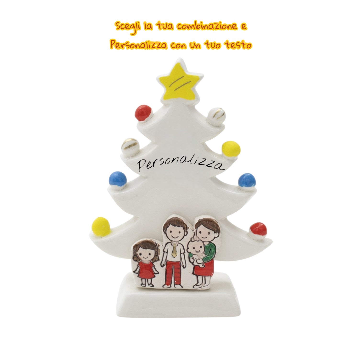 Albero di Natale Bianco 18cm con Omini - Siniscalchi Ceramics