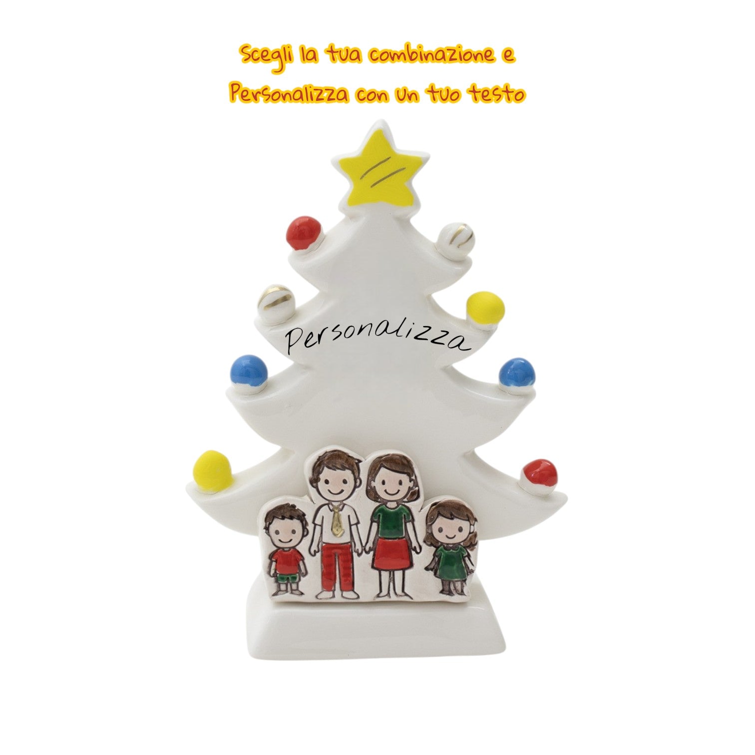 Albero di Natale Bianco 18cm con Omini - Siniscalchi Ceramics