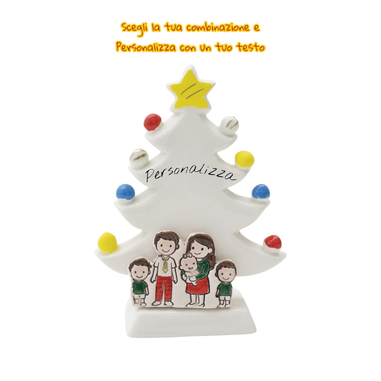 Albero di Natale Bianco 18cm con Omini - Siniscalchi Ceramics