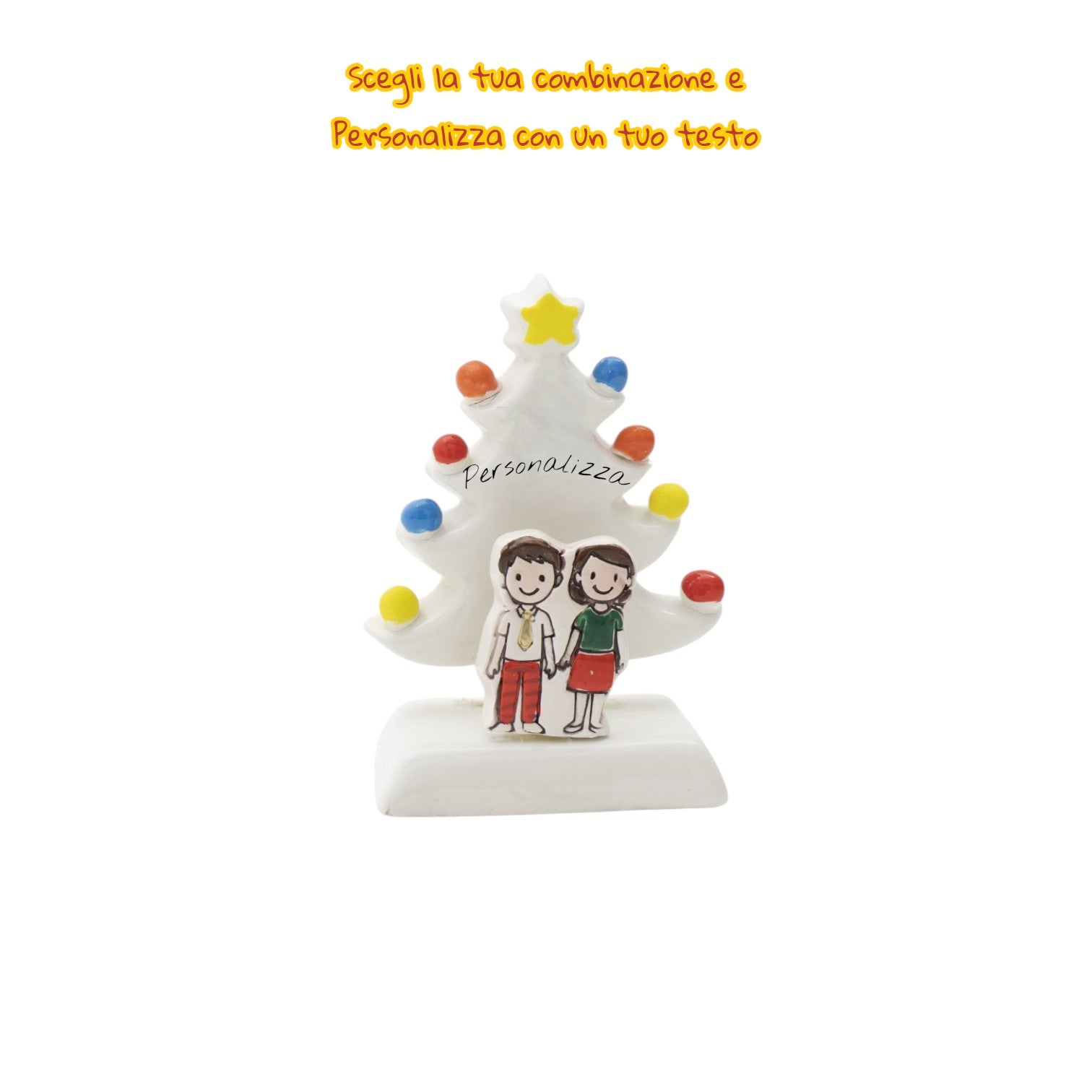 Albero di Natale Bianco 12cm con Omini - Siniscalchi Ceramics