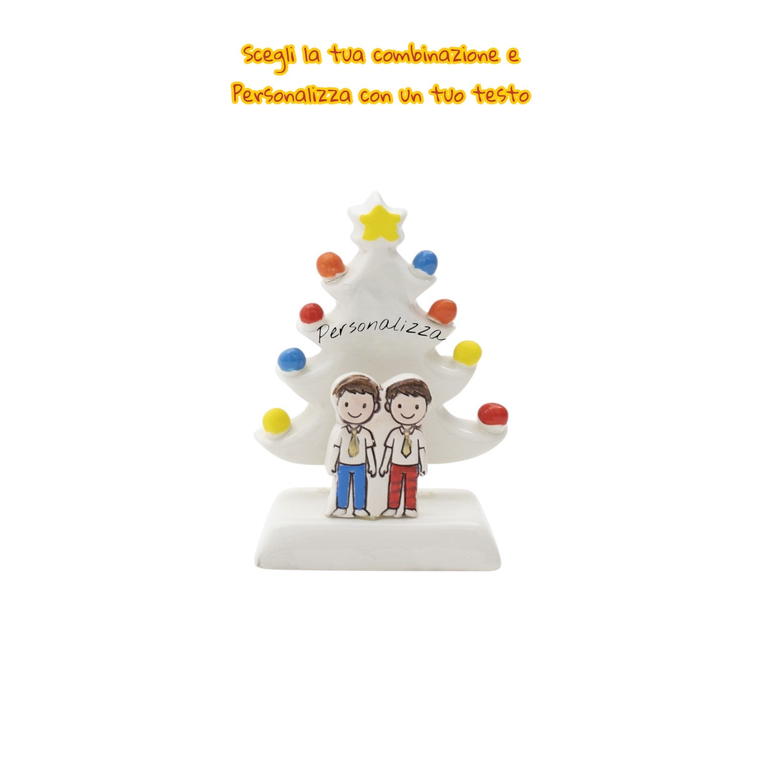 Albero di Natale Bianco 12cm con Omini - Siniscalchi Ceramics