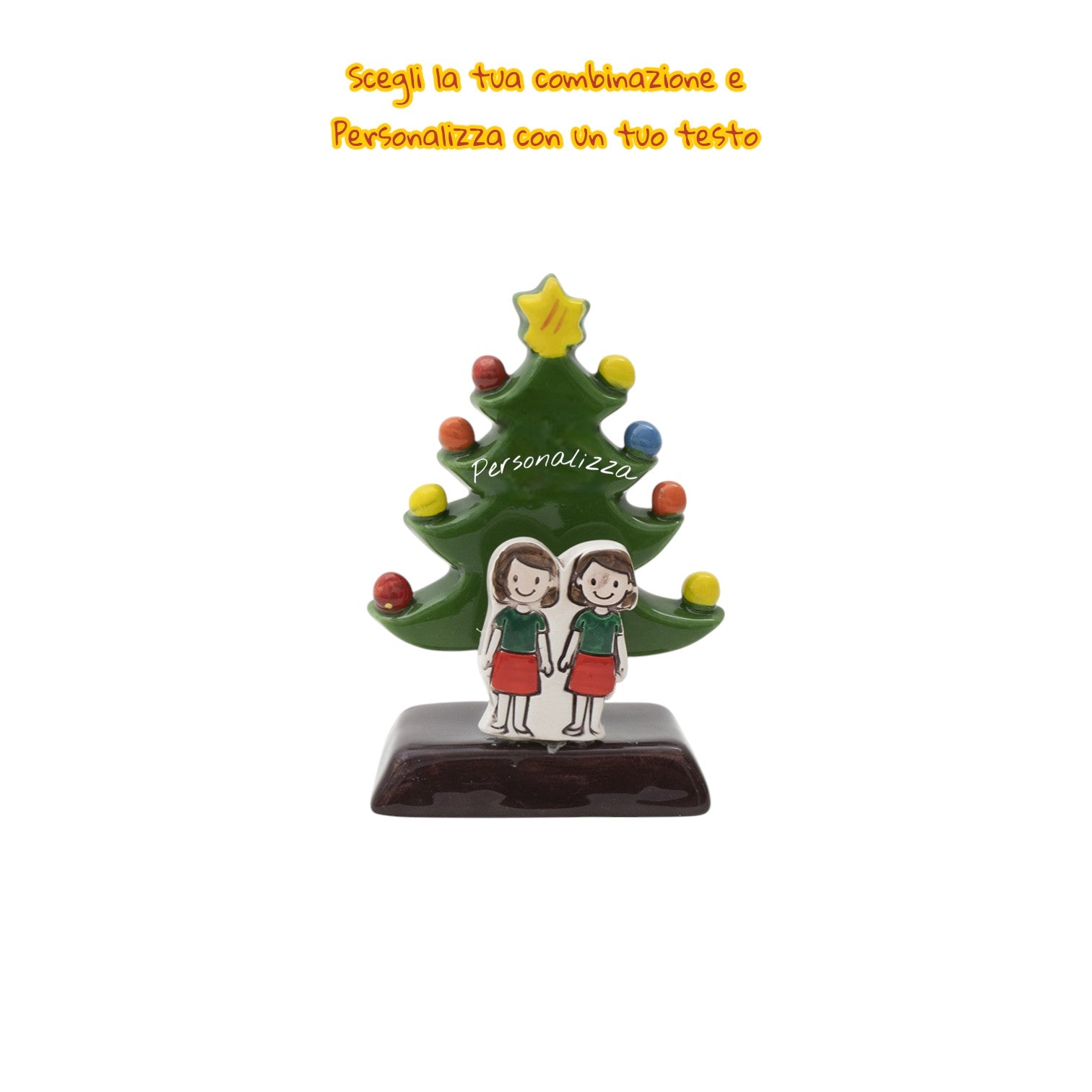 Albero di Natale Verde 12cm con Omini - Siniscalchi Ceramics