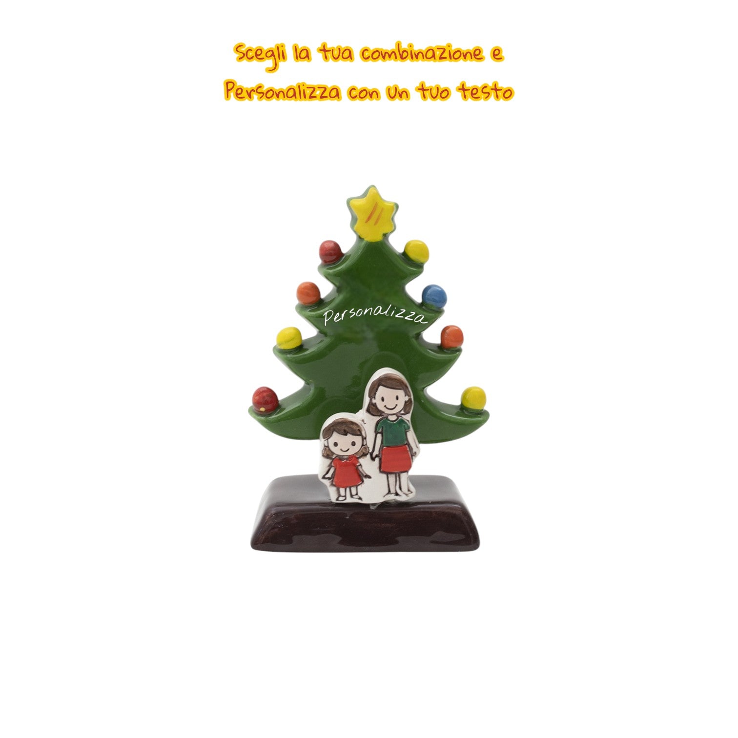 Albero di Natale Verde 12cm con Omini - Siniscalchi Ceramics