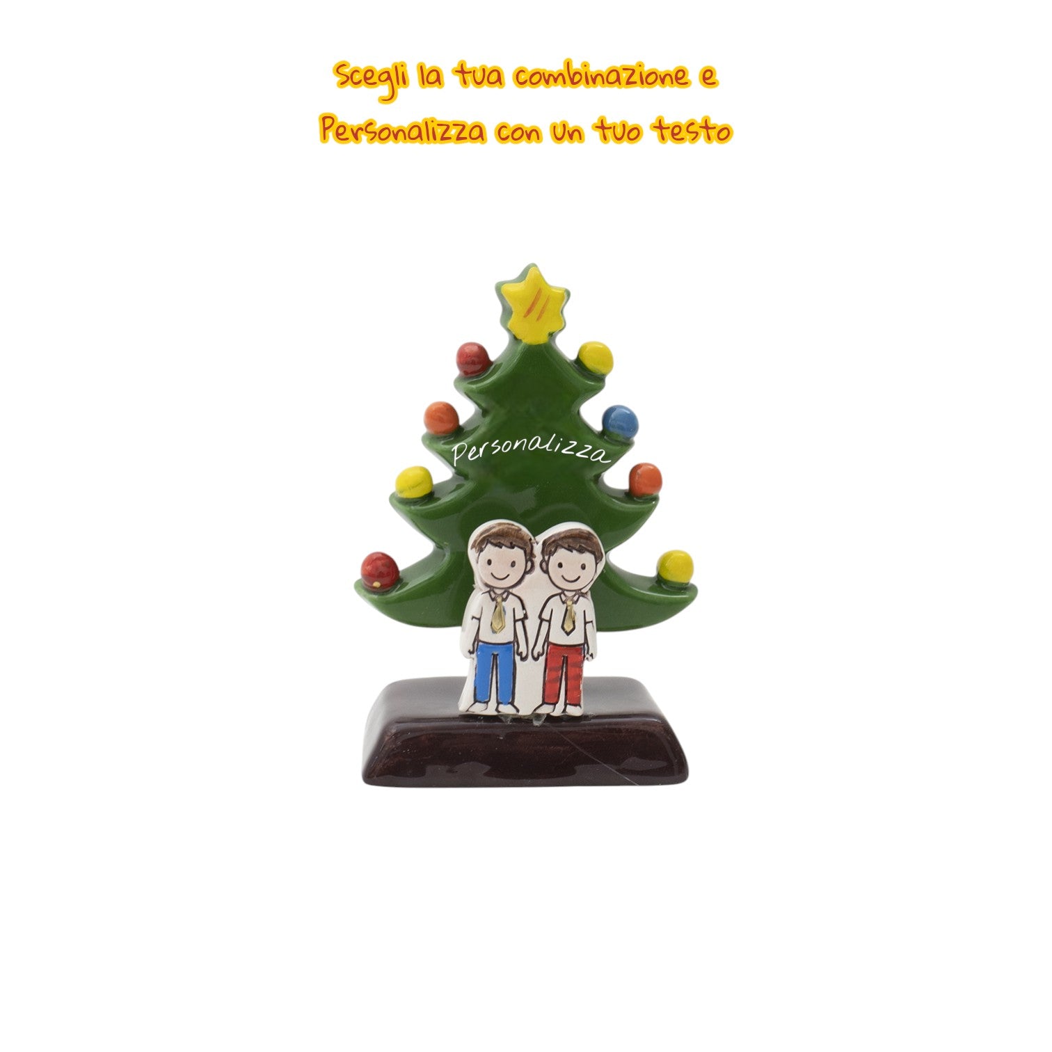 Albero di Natale Verde 12cm con Omini - Siniscalchi Ceramics