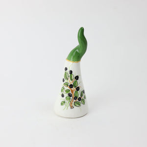 Corno in Ceramica con Dipinto Ulivo - Siniscalchi Ceramics