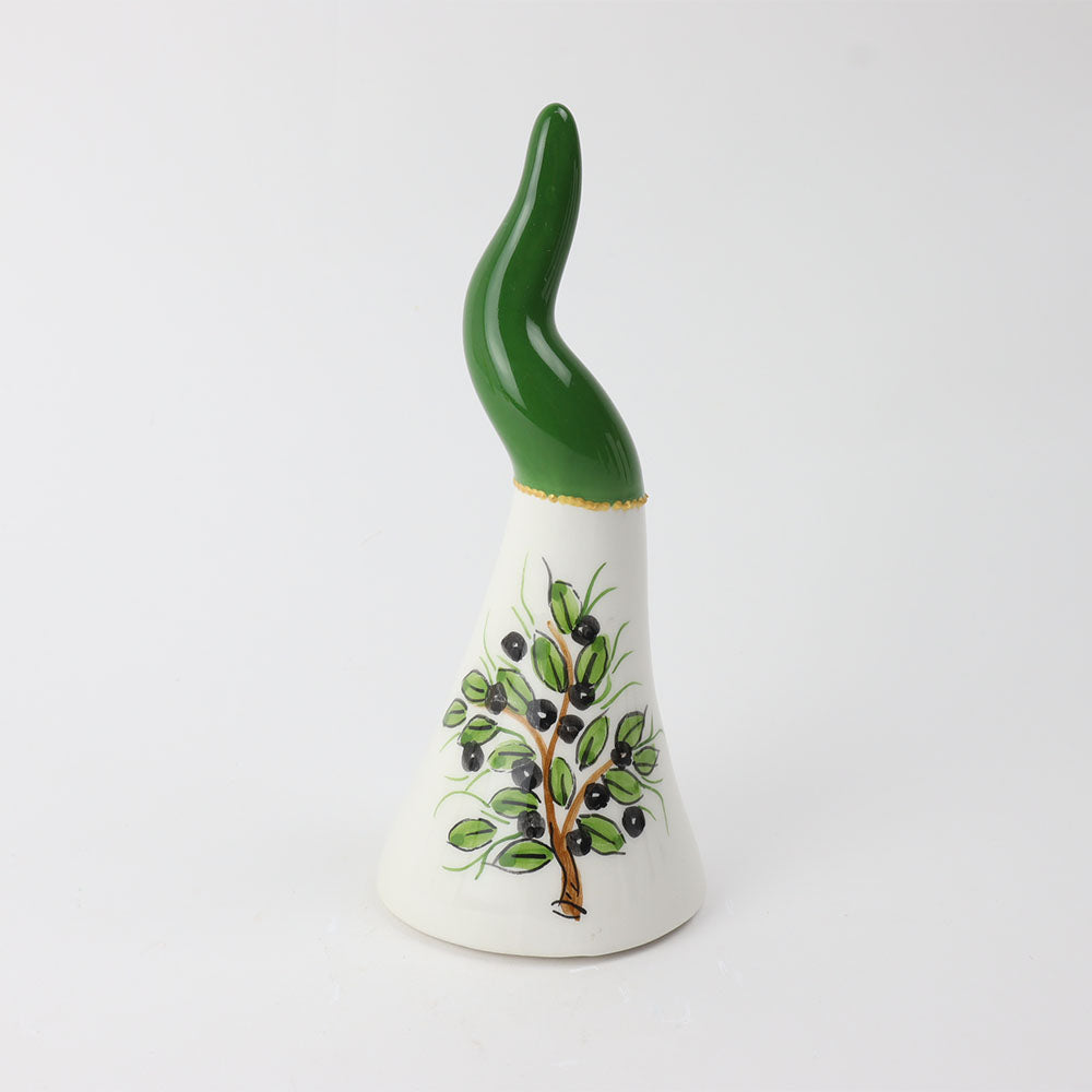 Corno in Ceramica con Dipinto Ulivo - Siniscalchi Ceramics