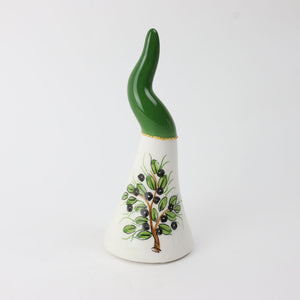 Corno in Ceramica con Dipinto Ulivo - Siniscalchi Ceramics