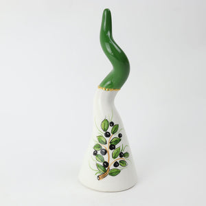 Corno in Ceramica con Dipinto Ulivo - Siniscalchi Ceramics