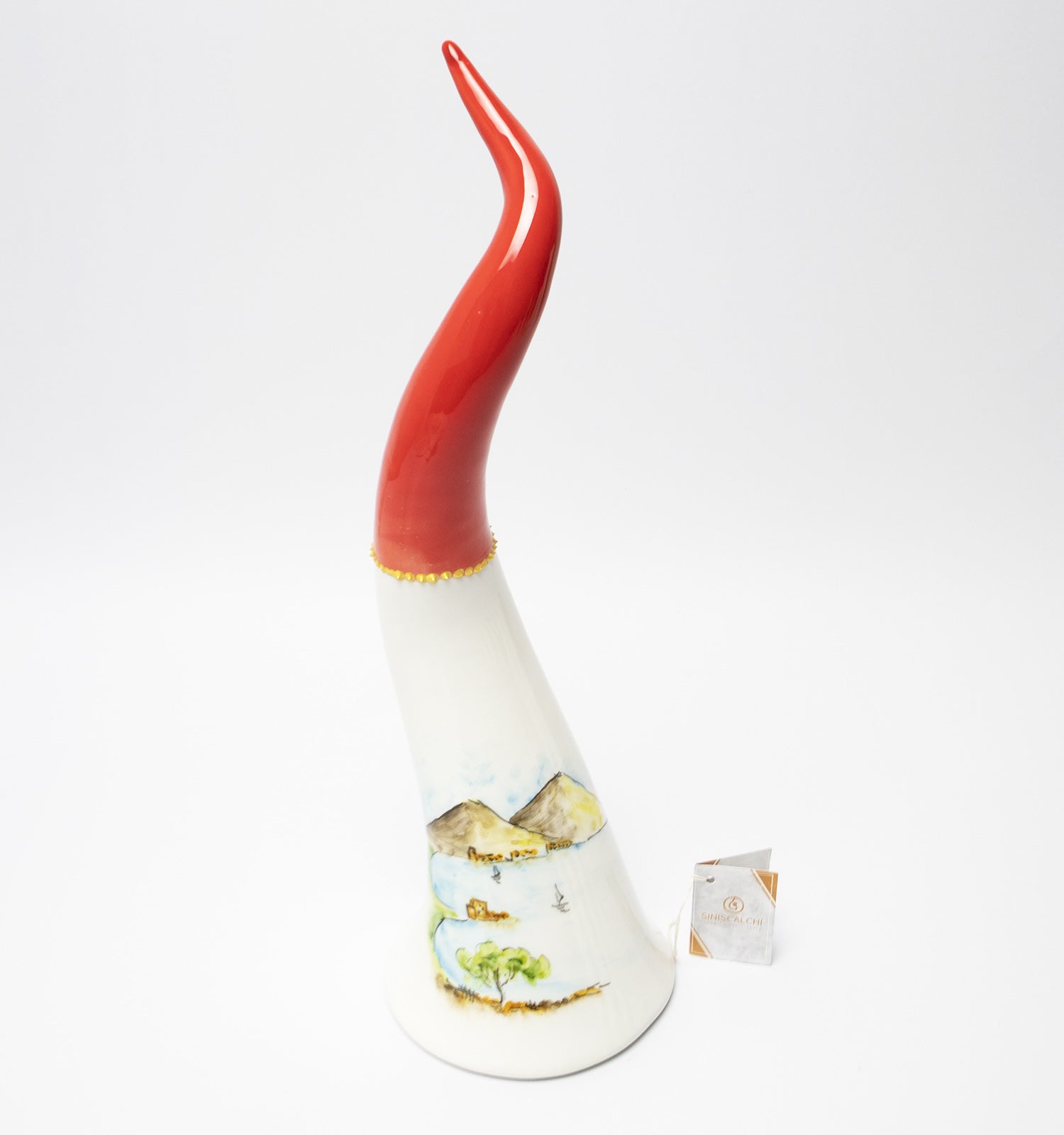 Corno in Ceramica dipinto con Golfo di Napoli - Siniscalchi Ceramics
