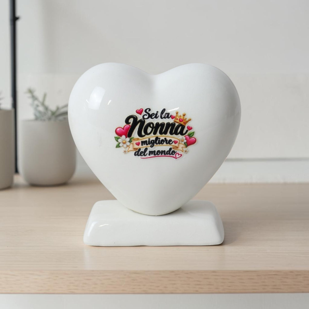 Cuore 10cm con base per la Nonna