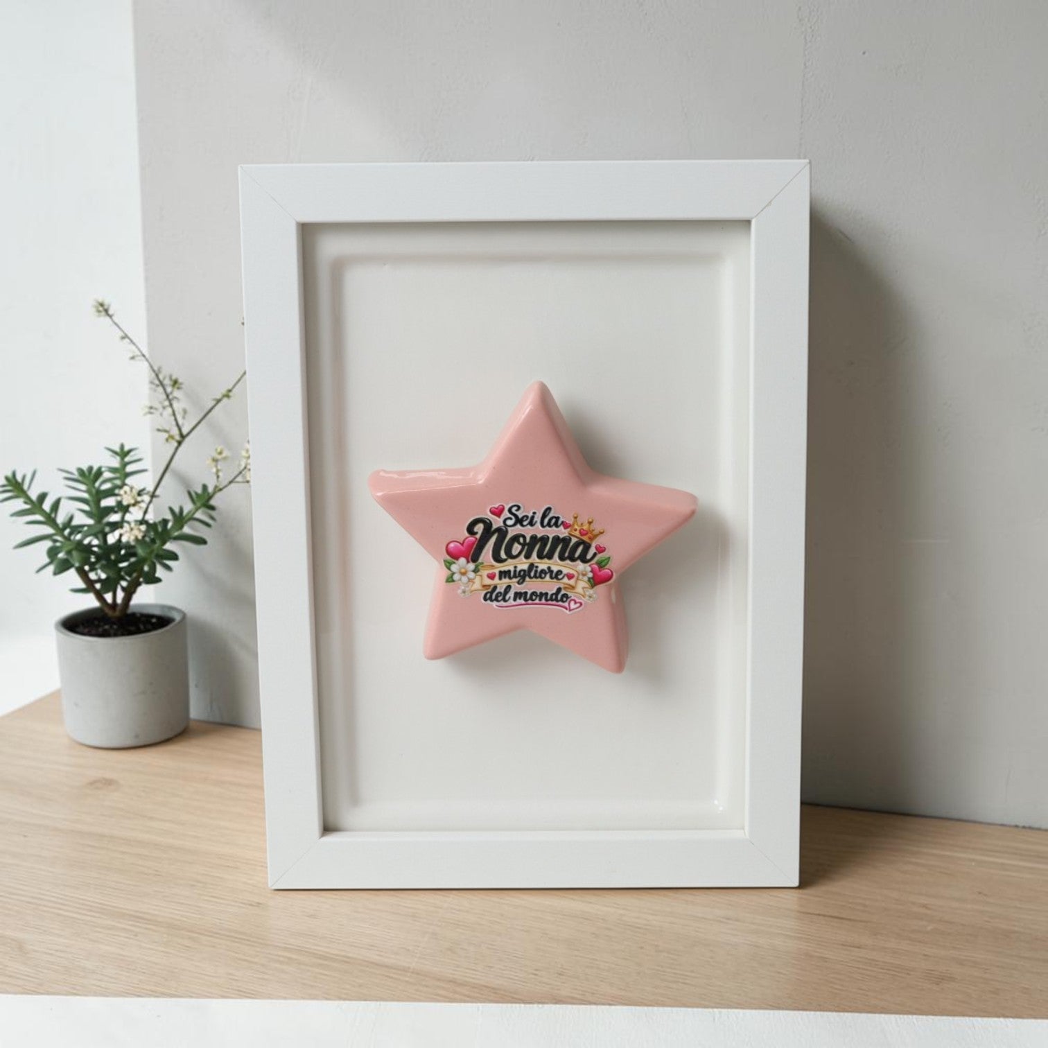 Cornice Regalo con Stella Rosa per la Nonna