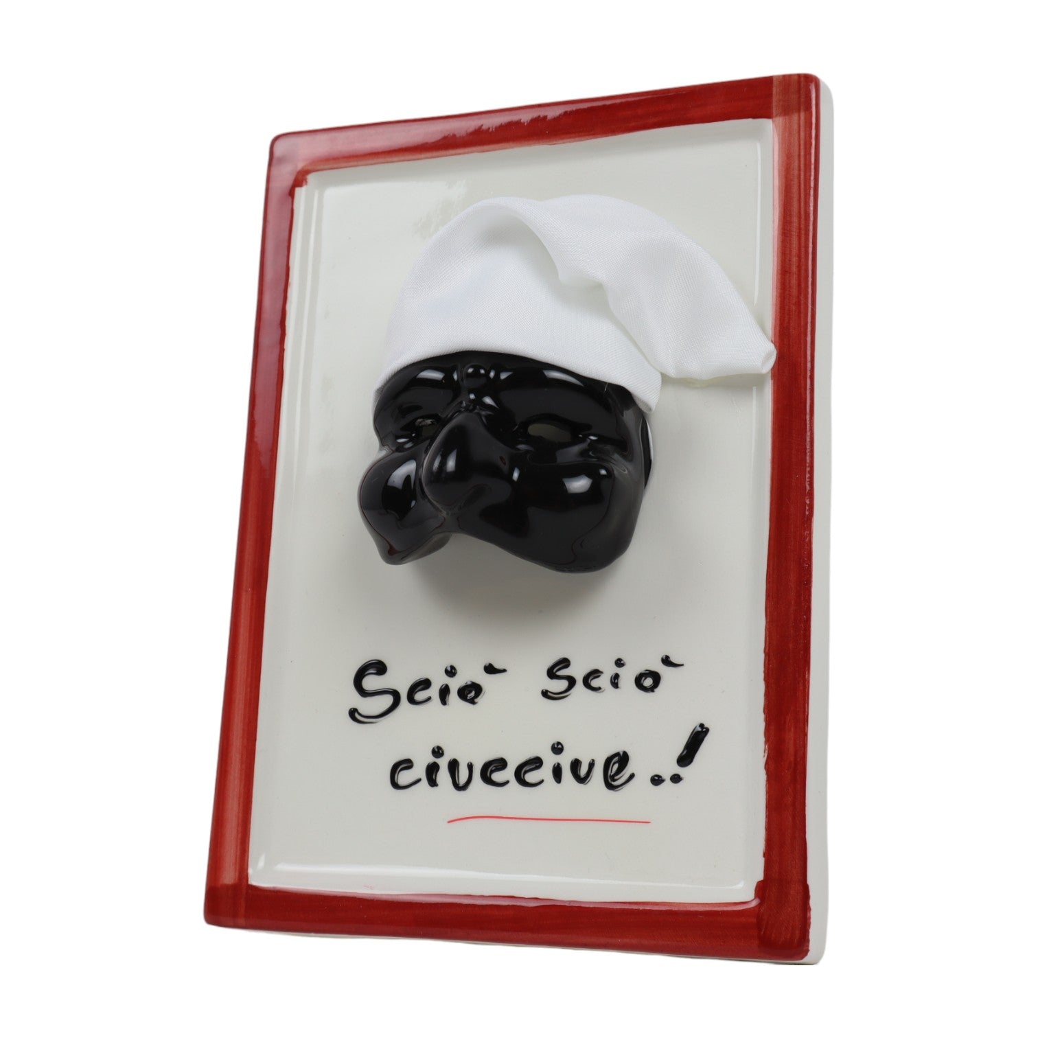 Quadretto in Ceramica con Maschera di Pulcinella - Siniscalchi Ceramics