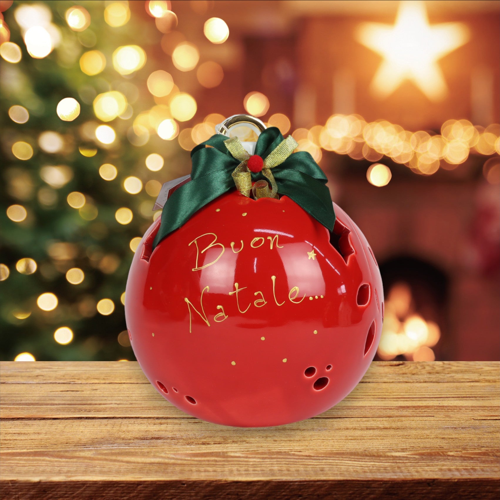 Pallina di Natale Rossa 22cm - Siniscalchi Ceramics