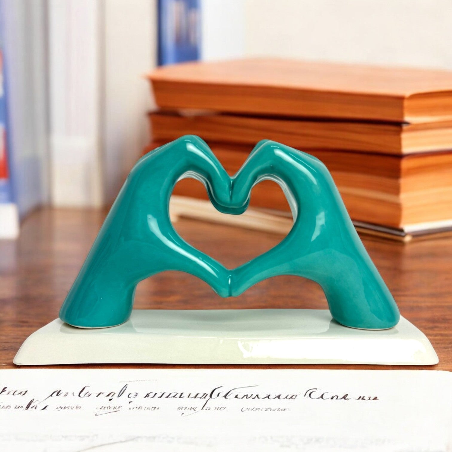 Mani a Cuore Acquamarina con base - Siniscalchi Ceramics