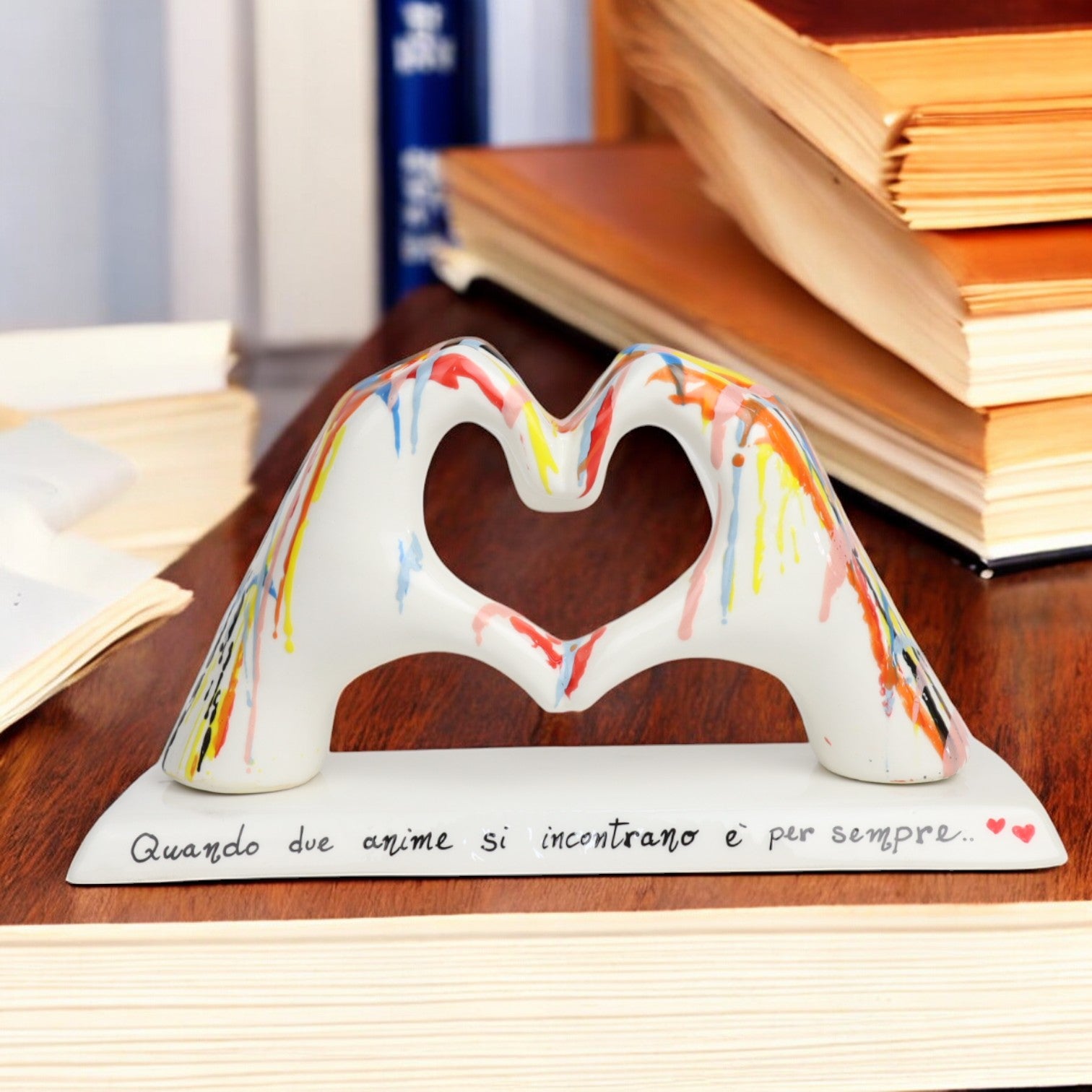 Mani a Cuore Multicolor con base - Siniscalchi Ceramics