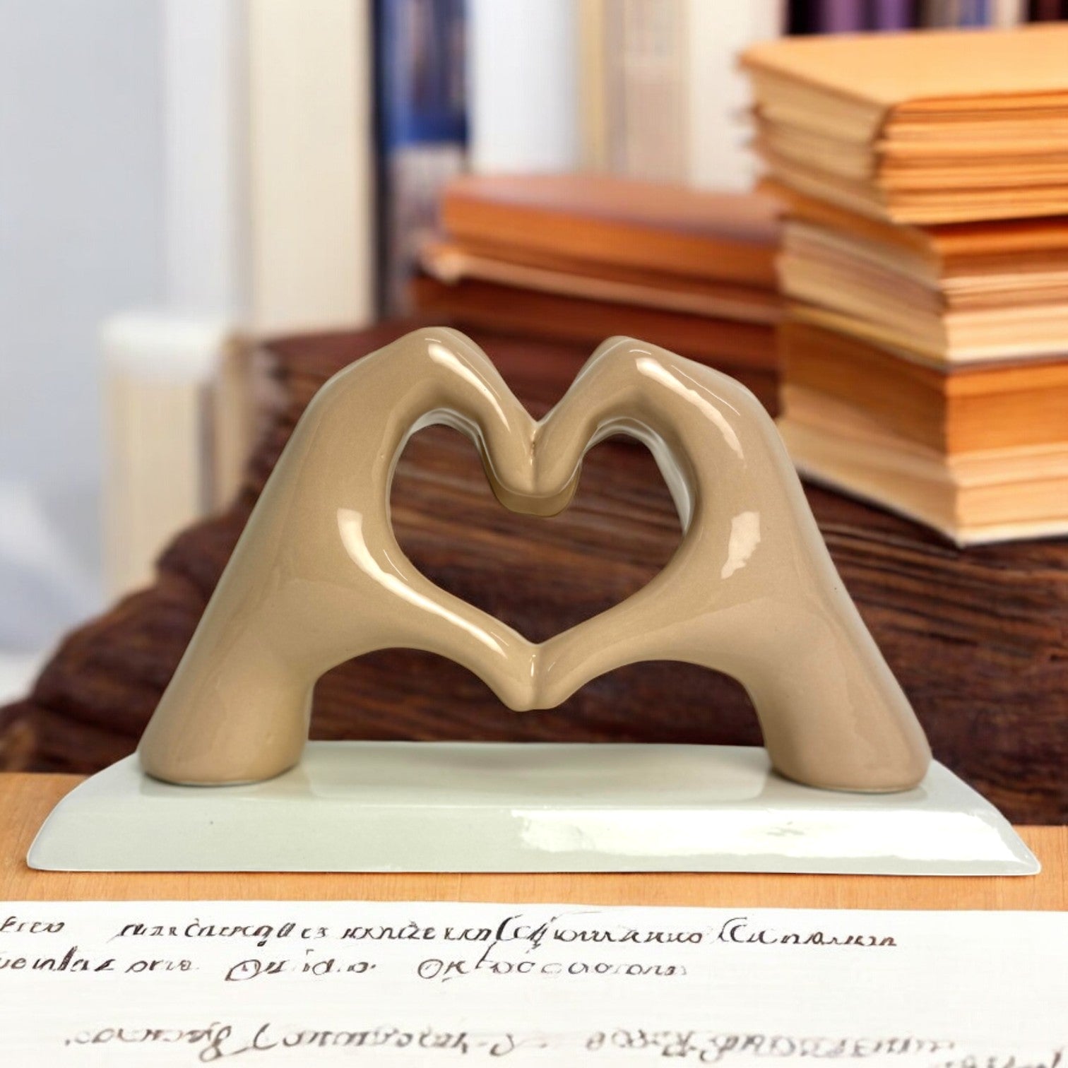 Mani a Cuore Nocciola con base - Siniscalchi Ceramics