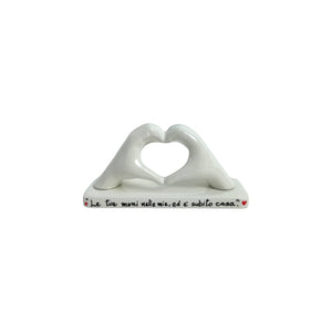 Mani a Cuore Bianco piccola con base - Siniscalchi Ceramics
