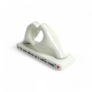 Mani a Cuore Bianco piccola con base - Siniscalchi Ceramics