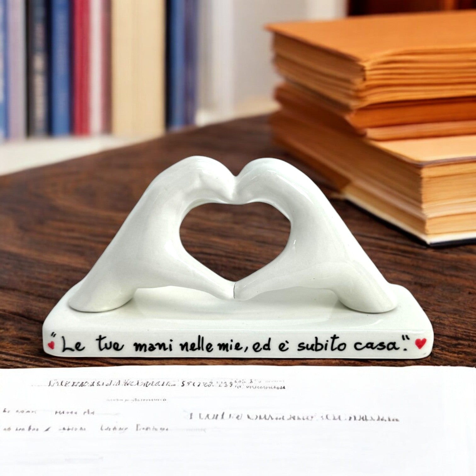 Mani a Cuore Bianco piccola con base - Siniscalchi Ceramics