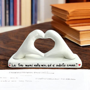 Mani a Cuore Bianco piccola con base - Siniscalchi Ceramics