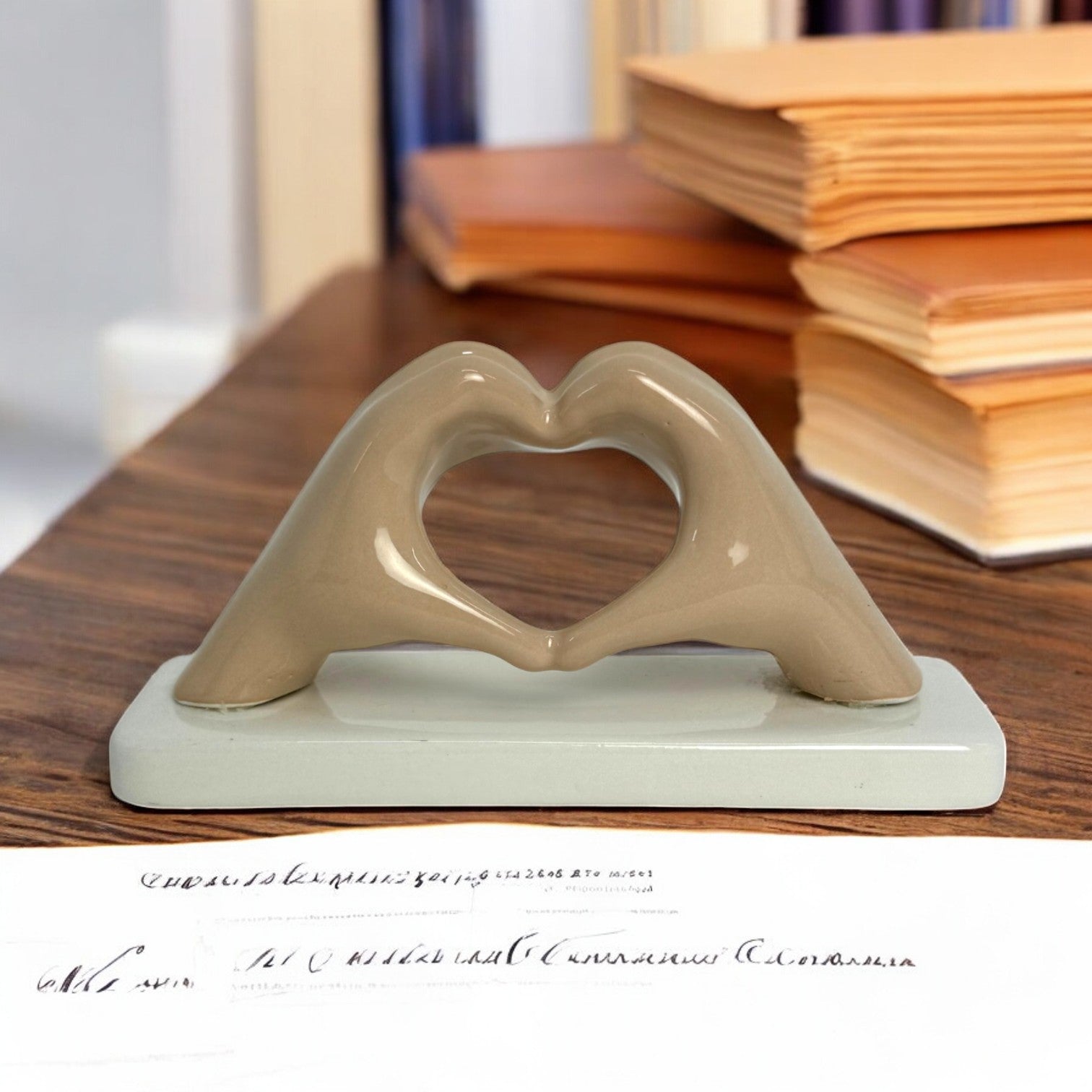 Mani a Cuore Nocciola piccola con base - Siniscalchi Ceramics