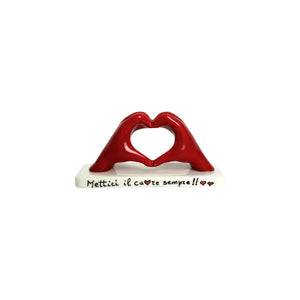 Mani a Cuore Rosso piccola con base - Siniscalchi Ceramics