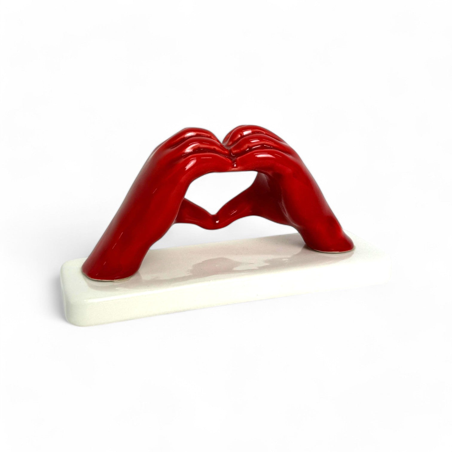 Mani a Cuore Rosso piccola con base - Siniscalchi Ceramics