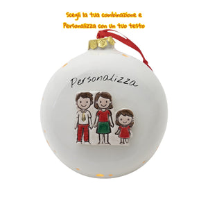 Pallina di Natale 14cm Appoggio con Omini e Led - Siniscalchi Ceramics