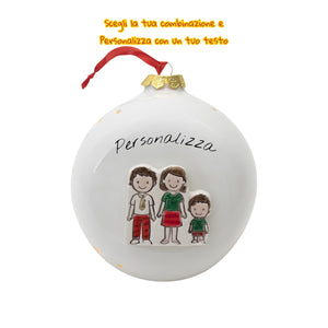 Pallina di Natale 14cm Appoggio con Omini e Led - Siniscalchi Ceramics