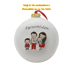 Pallina di Natale 14cm Appoggio con Omini e Led - Siniscalchi Ceramics