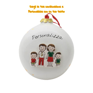Pallina di Natale 14cm Appoggio con Omini e Led - Siniscalchi Ceramics