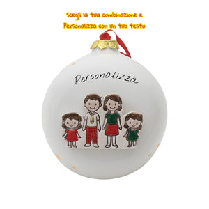 Pallina di Natale 14cm Appoggio con Omini e Led - Siniscalchi Ceramics