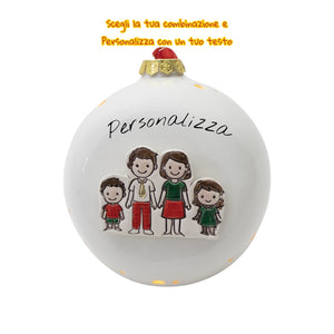 Pallina di Natale 14cm Appoggio con Omini e Led - Siniscalchi Ceramics