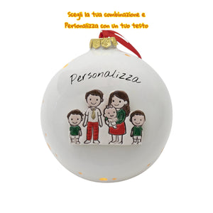 Pallina di Natale 14cm Appoggio con Omini e Led - Siniscalchi Ceramics