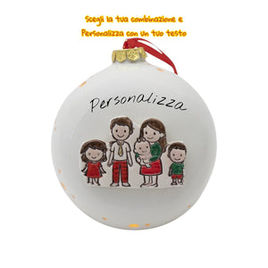 Pallina di Natale 14cm Appoggio con Omini e Led - Siniscalchi Ceramics