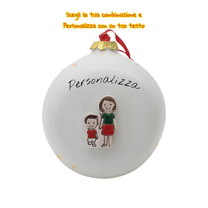 Pallina di Natale 14cm Appoggio con Omini e Led - Siniscalchi Ceramics