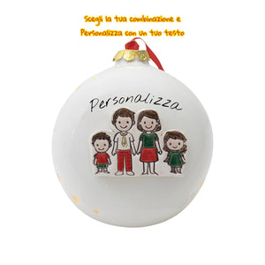 Pallina di Natale 14cm Appoggio con Omini e Led - Siniscalchi Ceramics