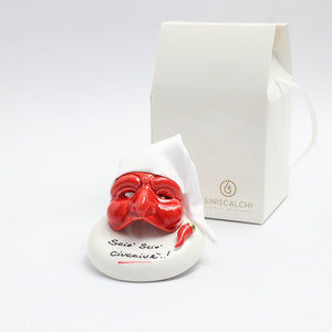 Maschera di Pulcinella su Base Tonda - Siniscalchi Ceramics