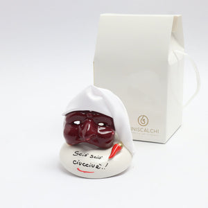 Maschera di Pulcinella su Base Tonda - Siniscalchi Ceramics