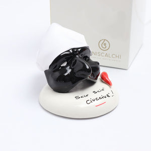 Maschera di Pulcinella su Base Tonda - Siniscalchi Ceramics