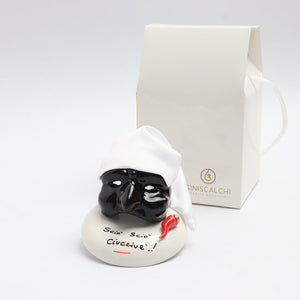 Maschera di Pulcinella su Base Tonda - Siniscalchi Ceramics