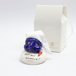 Maschera di Pulcinella su Base Tonda - Siniscalchi Ceramics