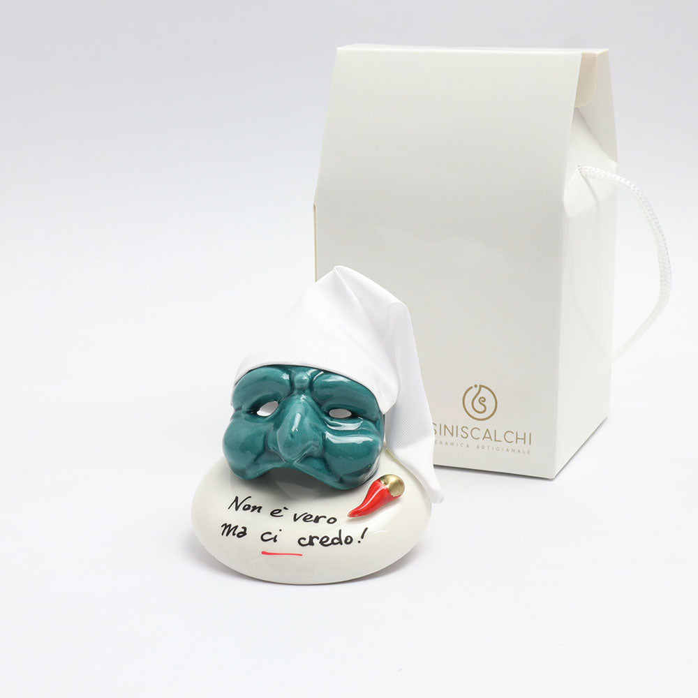 Maschera di Pulcinella su Base Tonda - Siniscalchi Ceramics