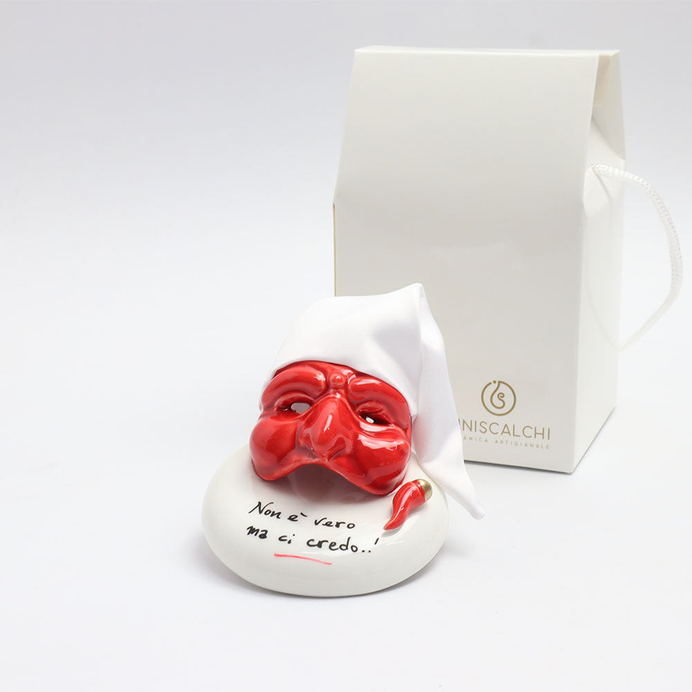 Maschera di Pulcinella su Base Tonda - Siniscalchi Ceramics