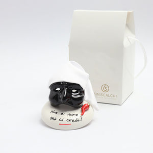 Maschera di Pulcinella su Base Tonda - Siniscalchi Ceramics