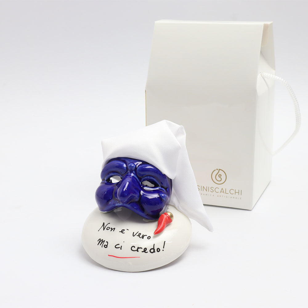 Maschera di Pulcinella su Base Tonda - Siniscalchi Ceramics
