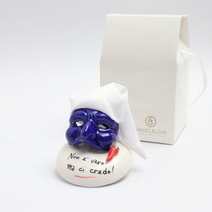 Maschera di Pulcinella su Base Tonda - Siniscalchi Ceramics