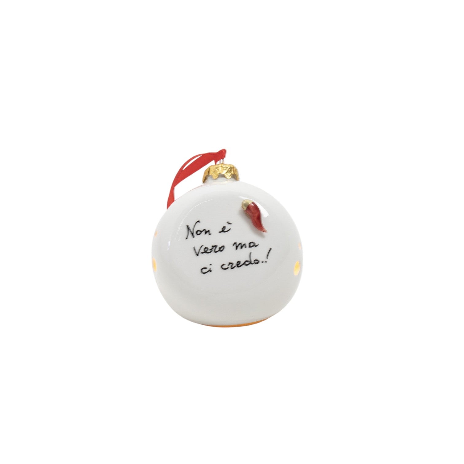 Pallina di Natale Scaramantica 10cm - Da appoggio con LED - Siniscalchi Ceramics