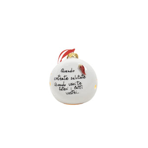 Pallina di Natale Scaramantica 10cm - Da appoggio con LED - Siniscalchi Ceramics