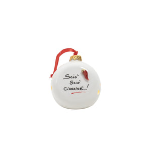 Pallina di Natale Scaramantica 10cm - Da appoggio con LED - Siniscalchi Ceramics